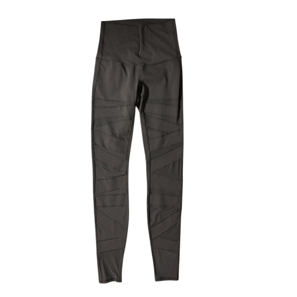 Lululemon Align High Rise Leggings Black Geometric Mesh Panel Athleisure Size 4‎